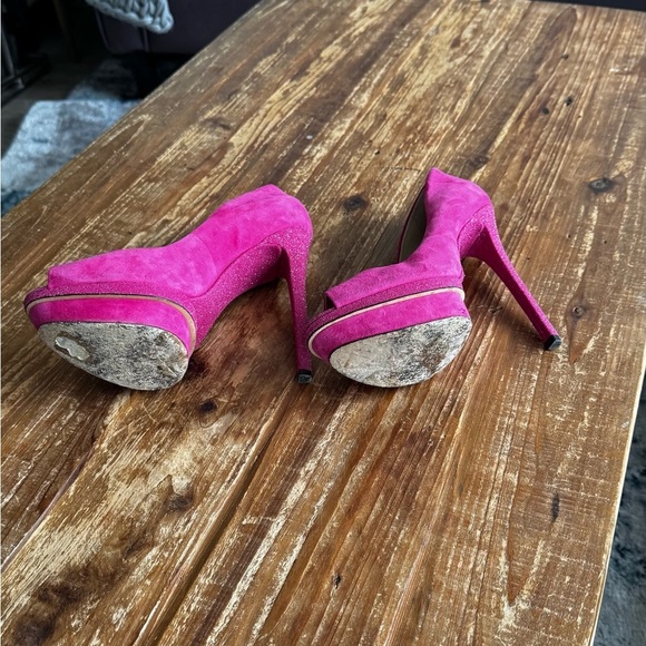 Brian Atwood FLORENCIA pink suede with glitter heels - Picture 5 of 12